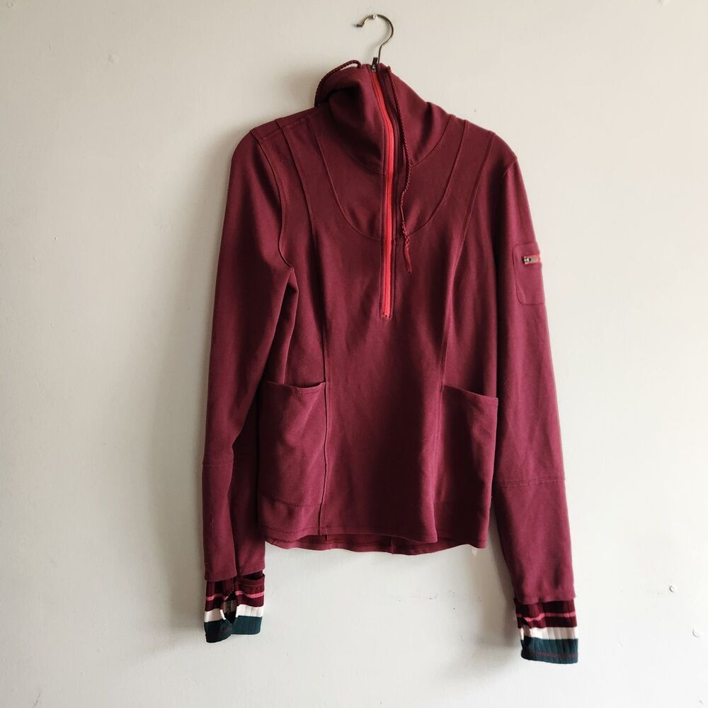FP Movement Hit the Trail Quarter-Zip Layer Long Sleeve Maroon Sz Lg Athletic